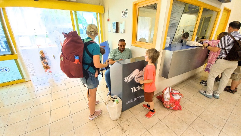 Border shuttle bus ticket desk
