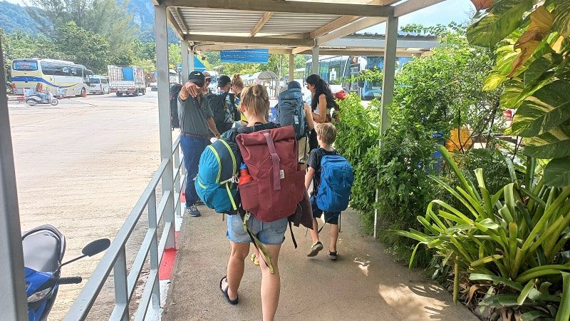 Driver greets passengers at Donsak Ferry terminal