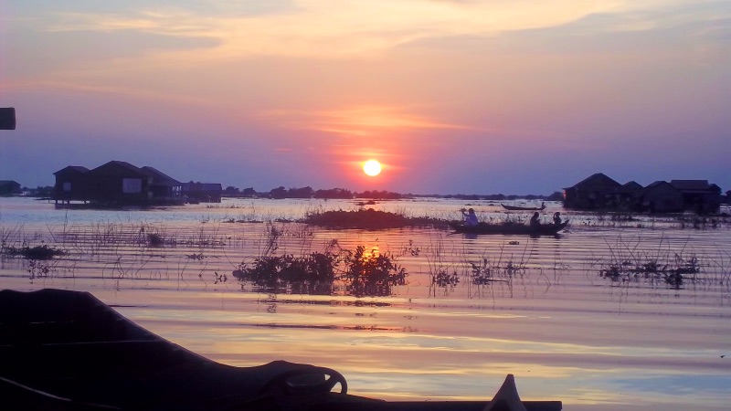 Sunset Tonle Sap lake Siem Reap
