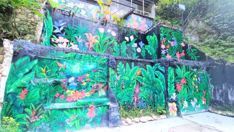 Kawasan waterfall flowers artwork