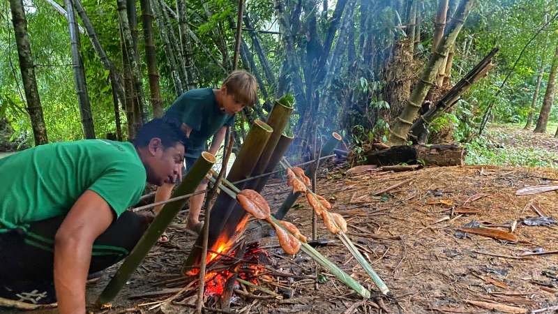 Our jungle camp bamboo cooking course