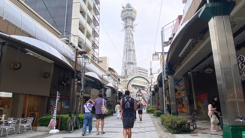 Shinsekai TV Tower walk from subway